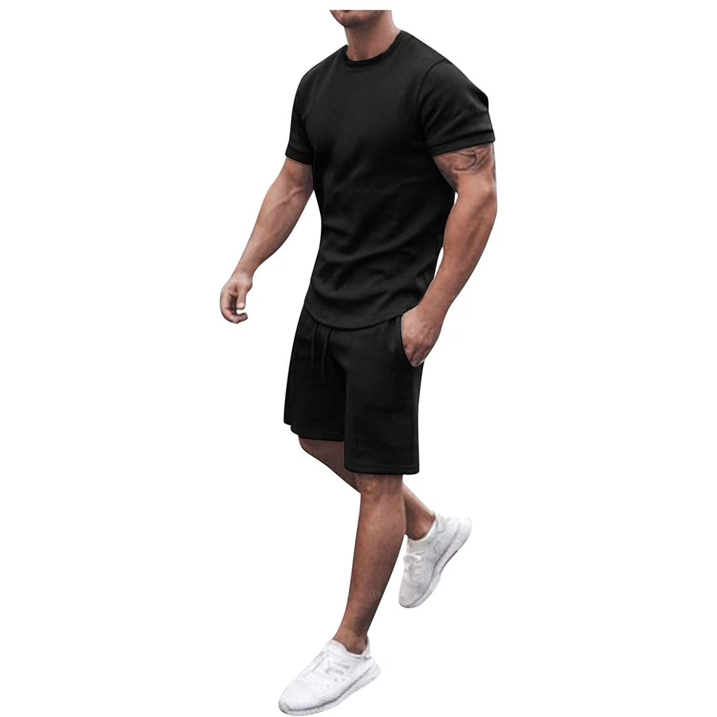 Men's Shorts Set 2 Pce Casual Shirt and Short Set Athletic Sportswear