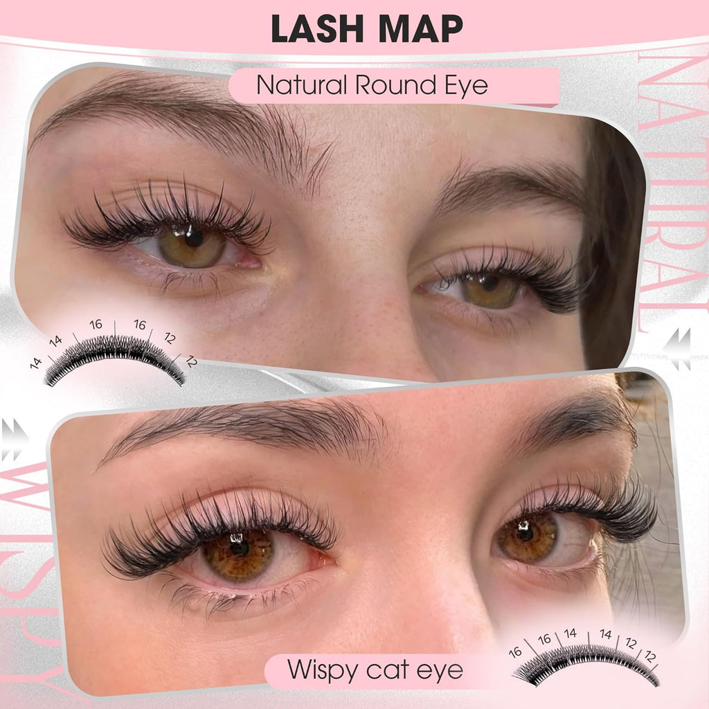 DIY Wispy Natural Lash Clusters Kit 12-14-16Mm CC Curl