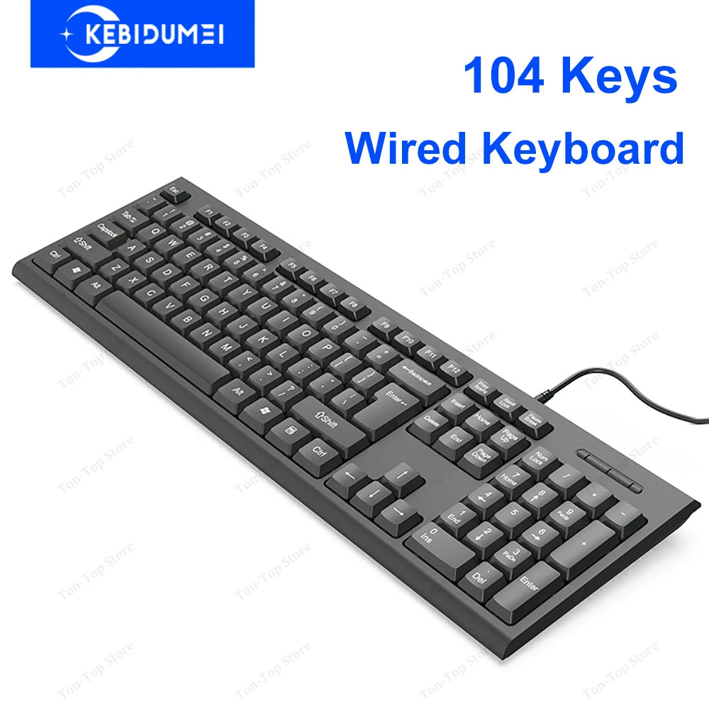 USB Wired Keyboard 104 Keys Standard Keyboard Laptop Gaming Keyboard Membrane Keyboard Ergonomic Keyboard for PC Windows Mac OS