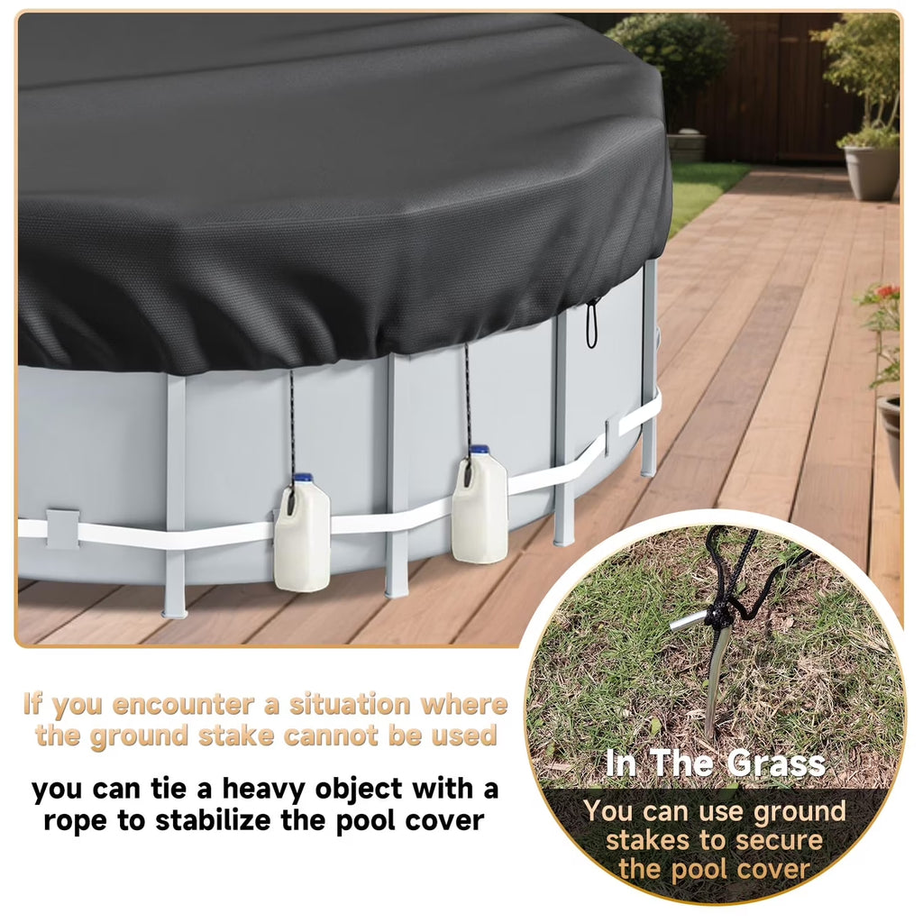 10Ft round above Ground Pool Cover for Inflatable Pool (Black)