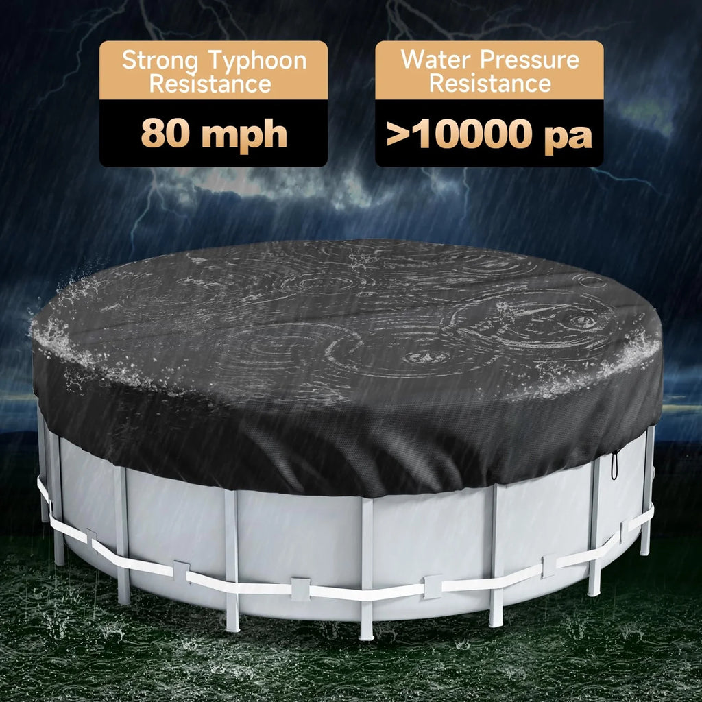 10Ft round above Ground Pool Cover for Inflatable Pool (Black)