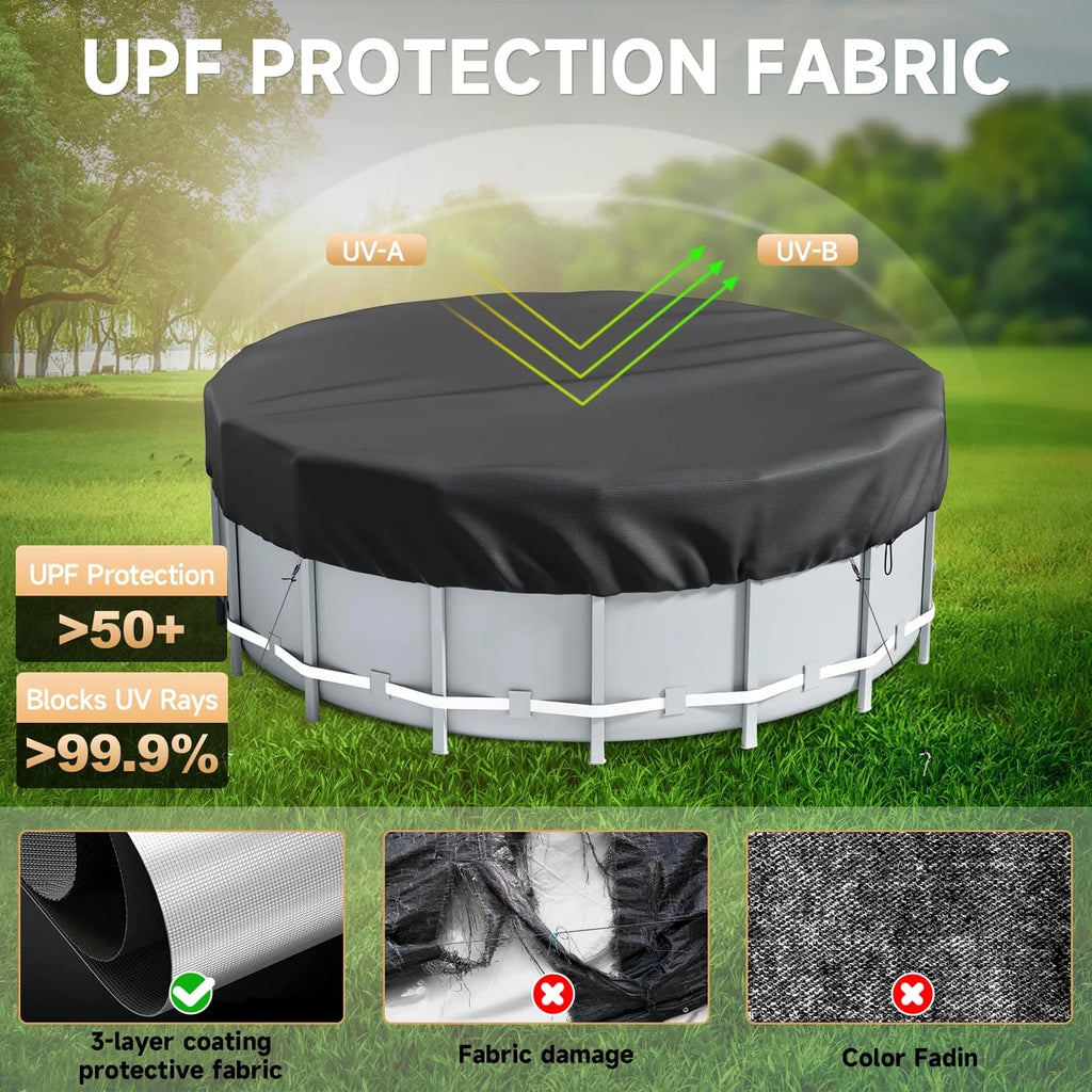 10Ft round above Ground Pool Cover for Inflatable Pool (Black)