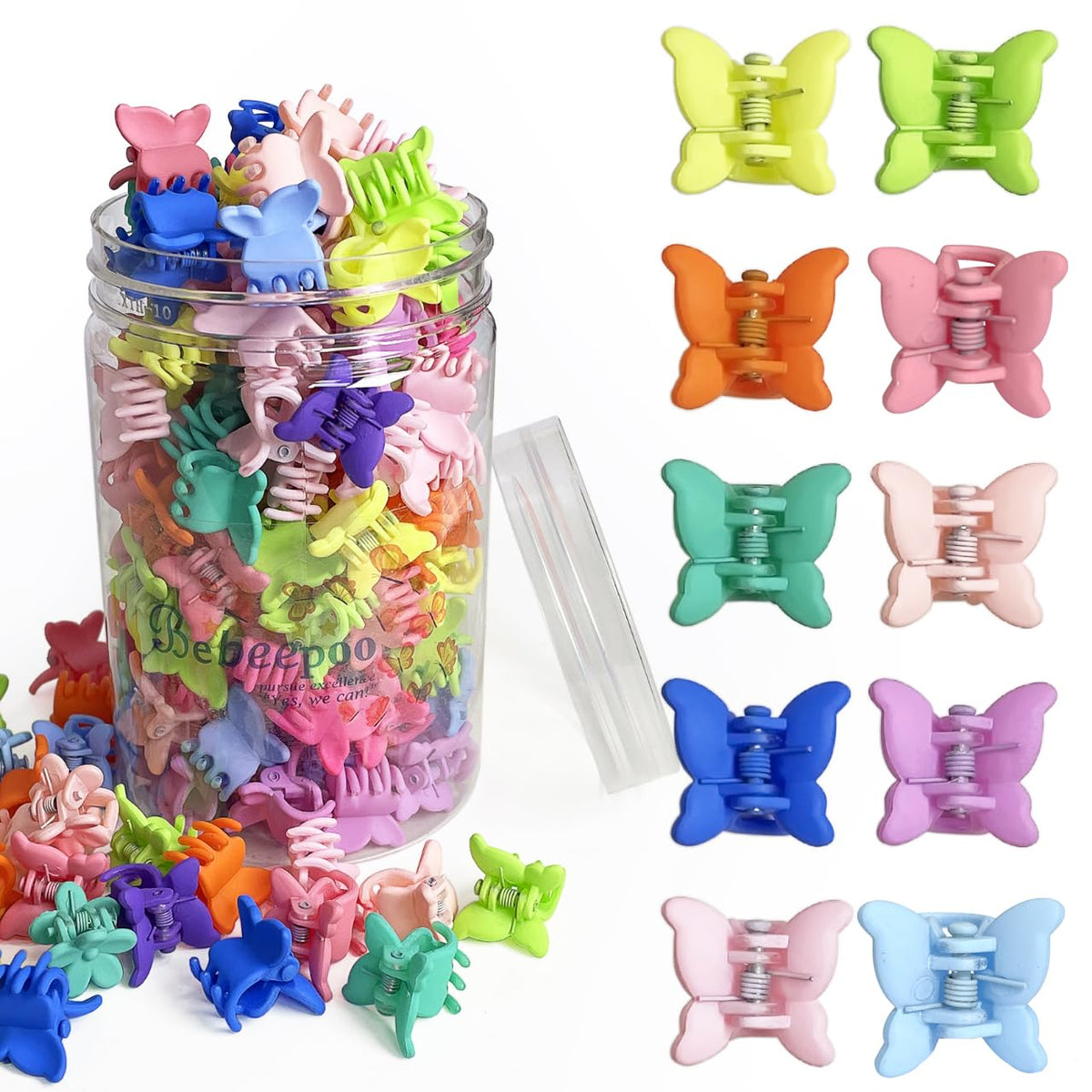 Mini Butterfly Hair Claw Clips 100 Pack -10 Assorted Colors
