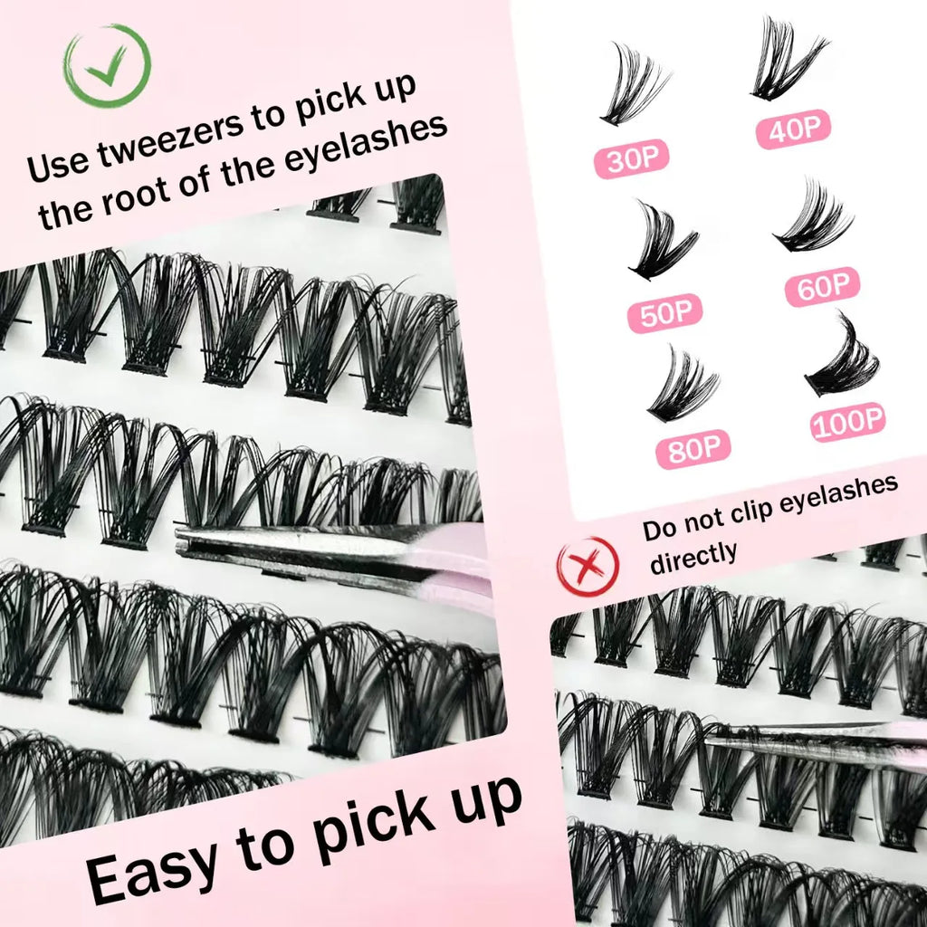 DIY Lash Clusters Kit Cat Lashes 300Pcs