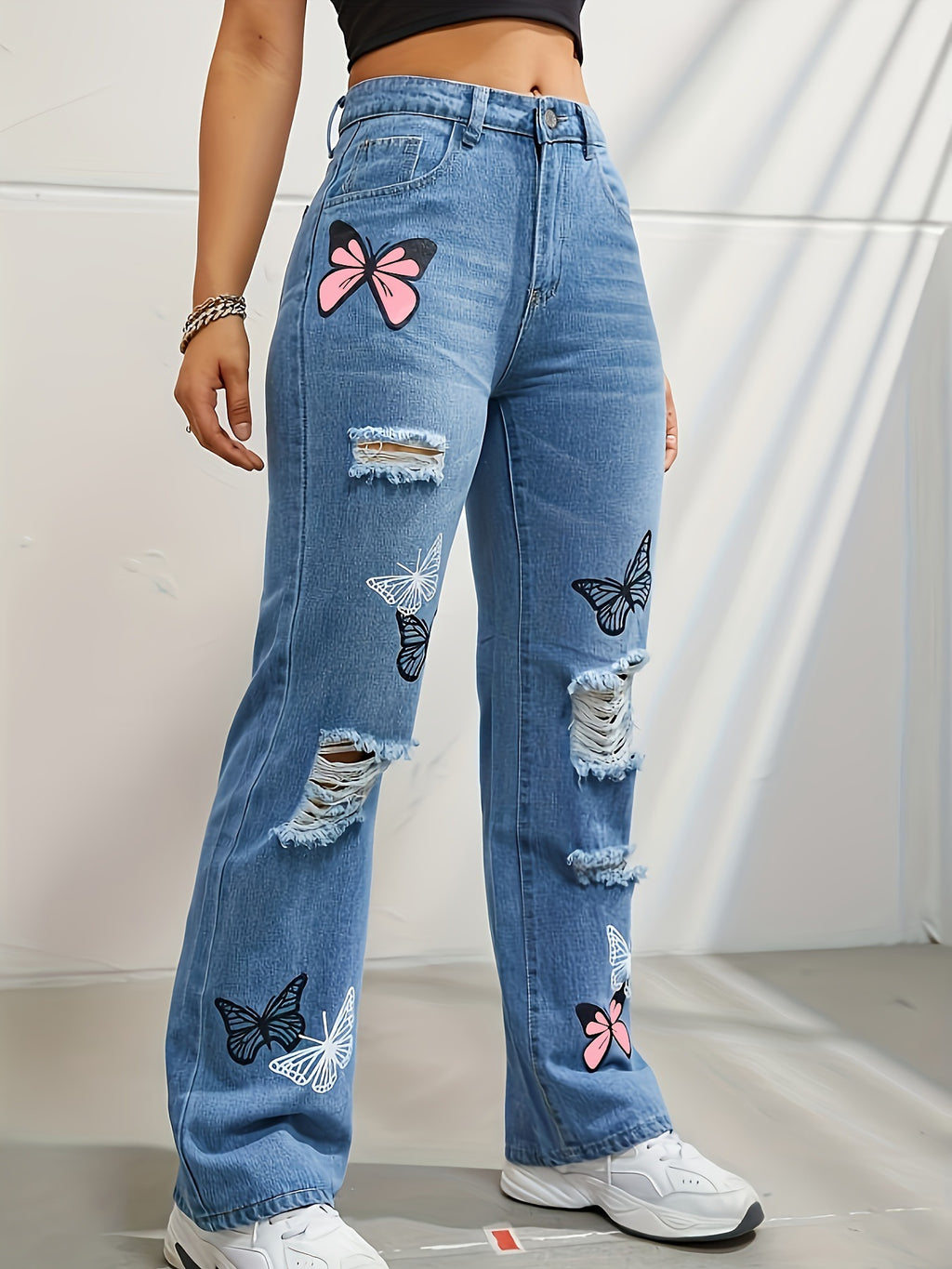 High Waisted Straight Leg Jeans for Women