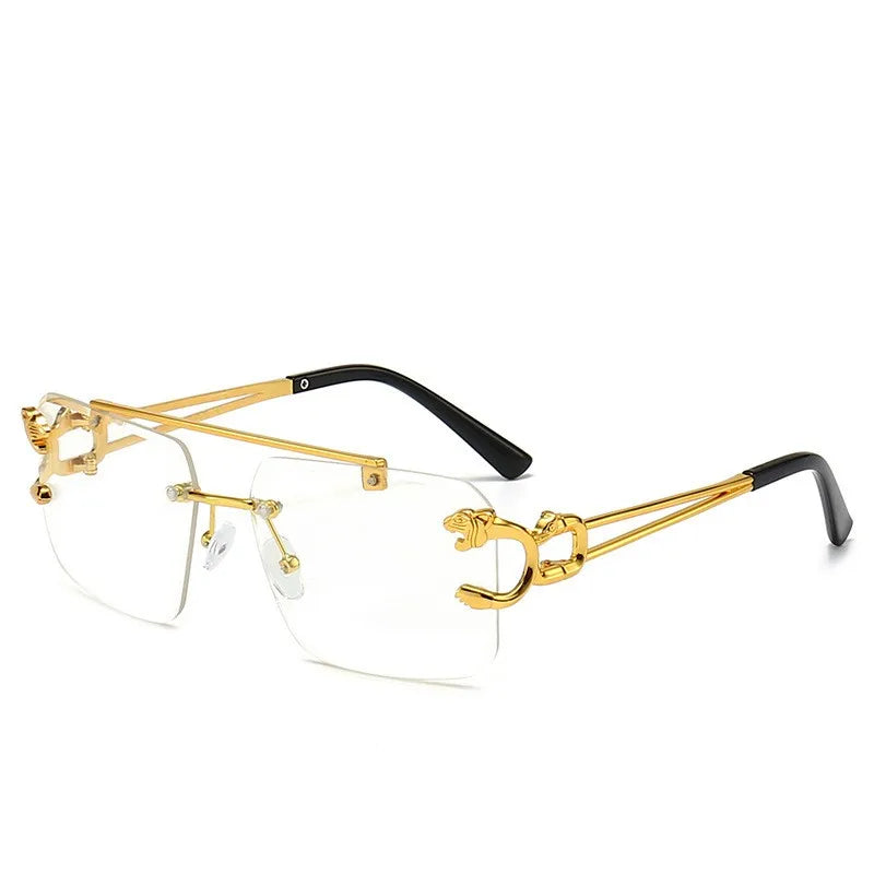 Fashion Trend Leopard Print Rimless Sunglasses