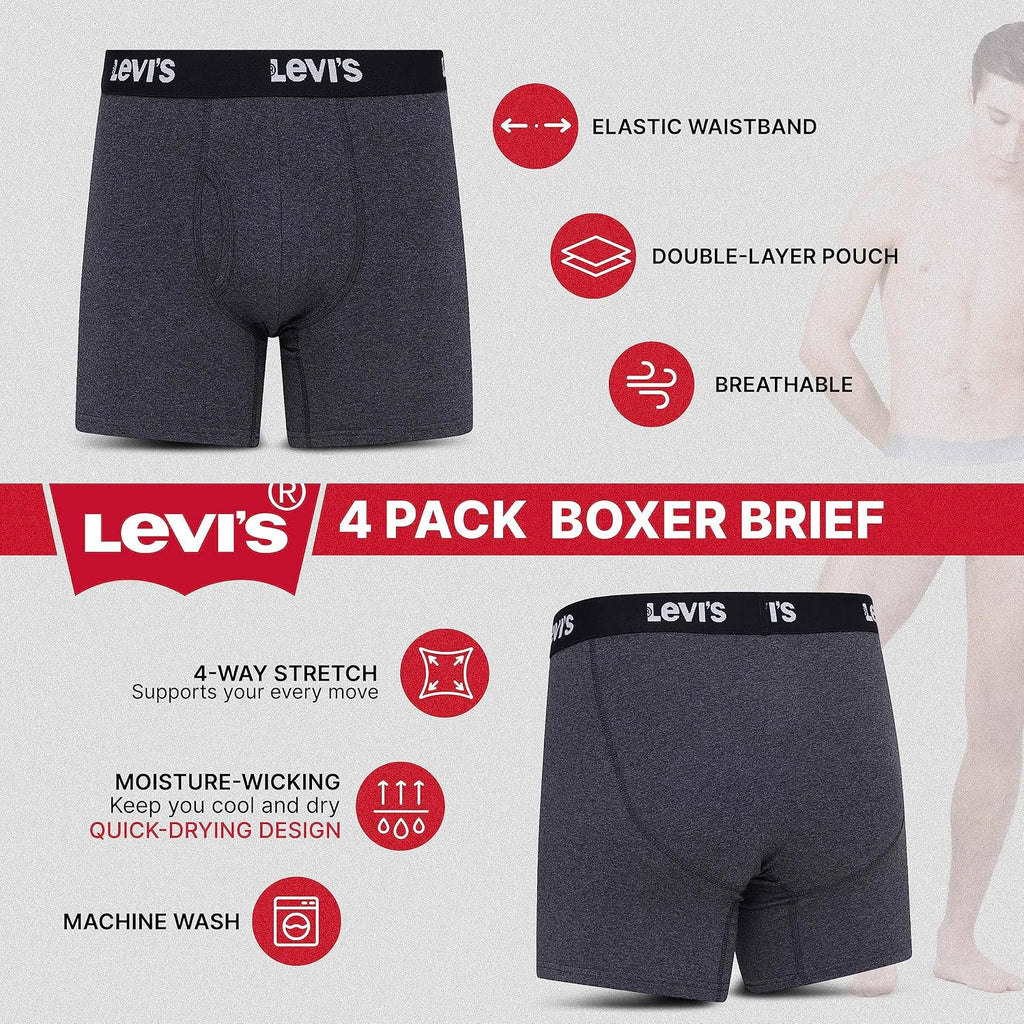 Mens Boxer Briefs Breathable Stretch Underwear 4 Pack