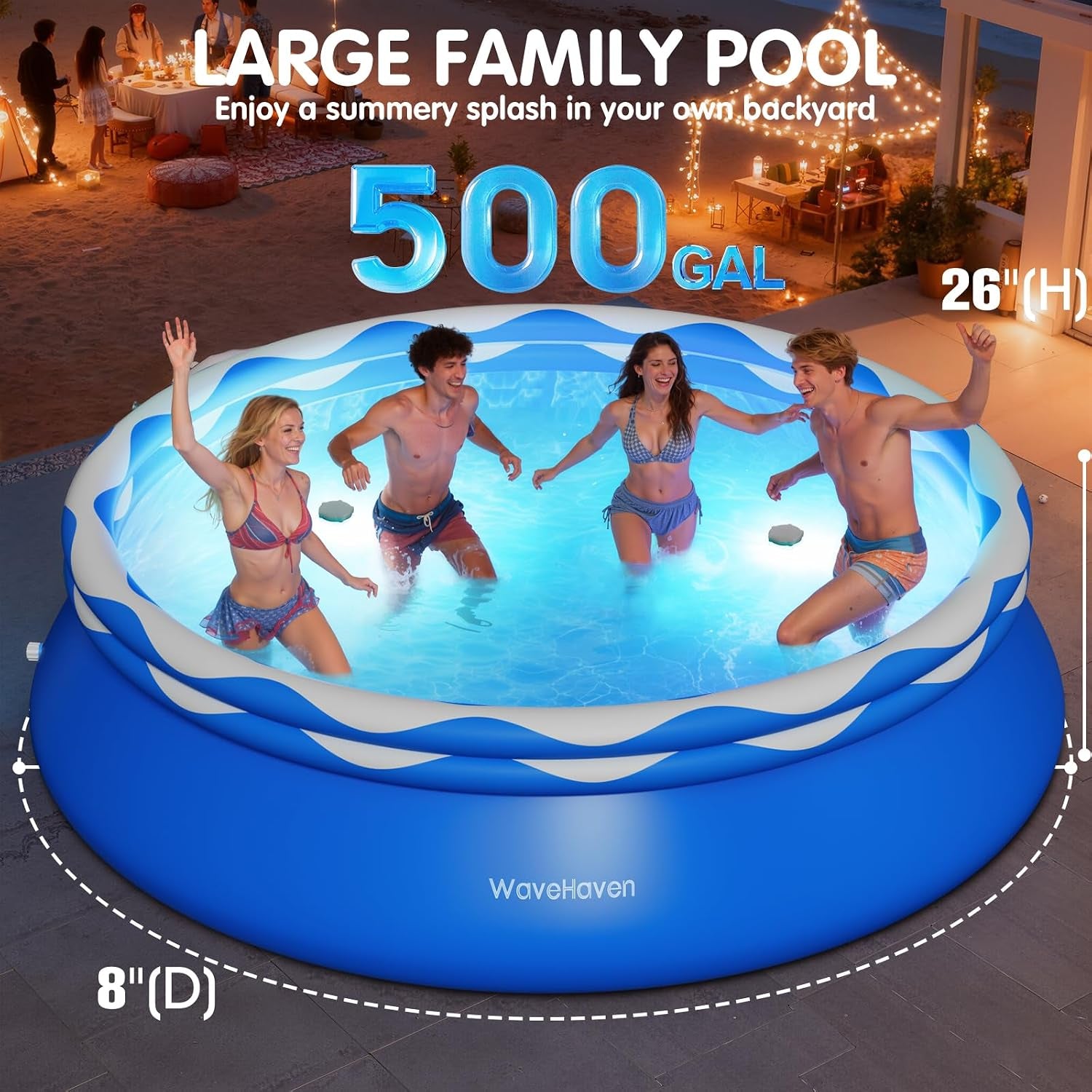  Ground Swimming Pool 8Ftx30In with Lights