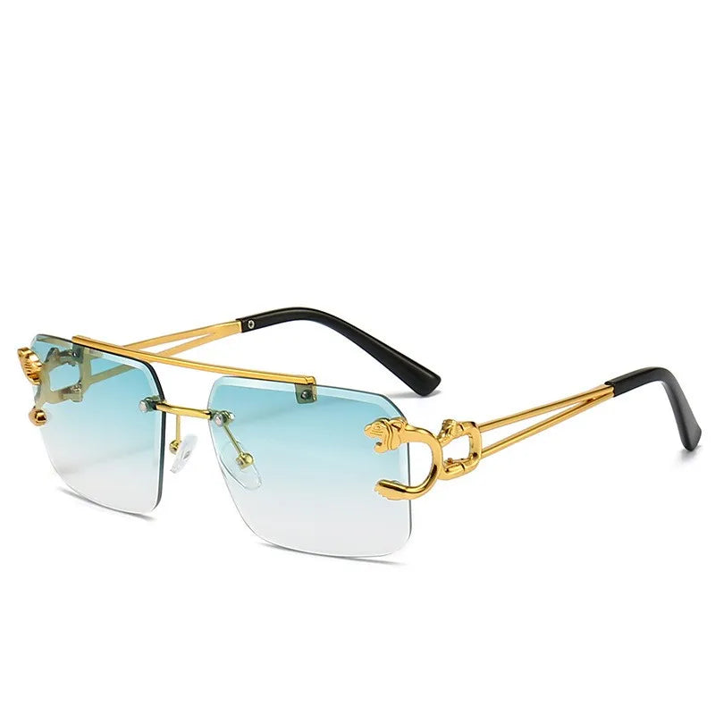 Fashion Trend Leopard Print Rimless Sunglasses