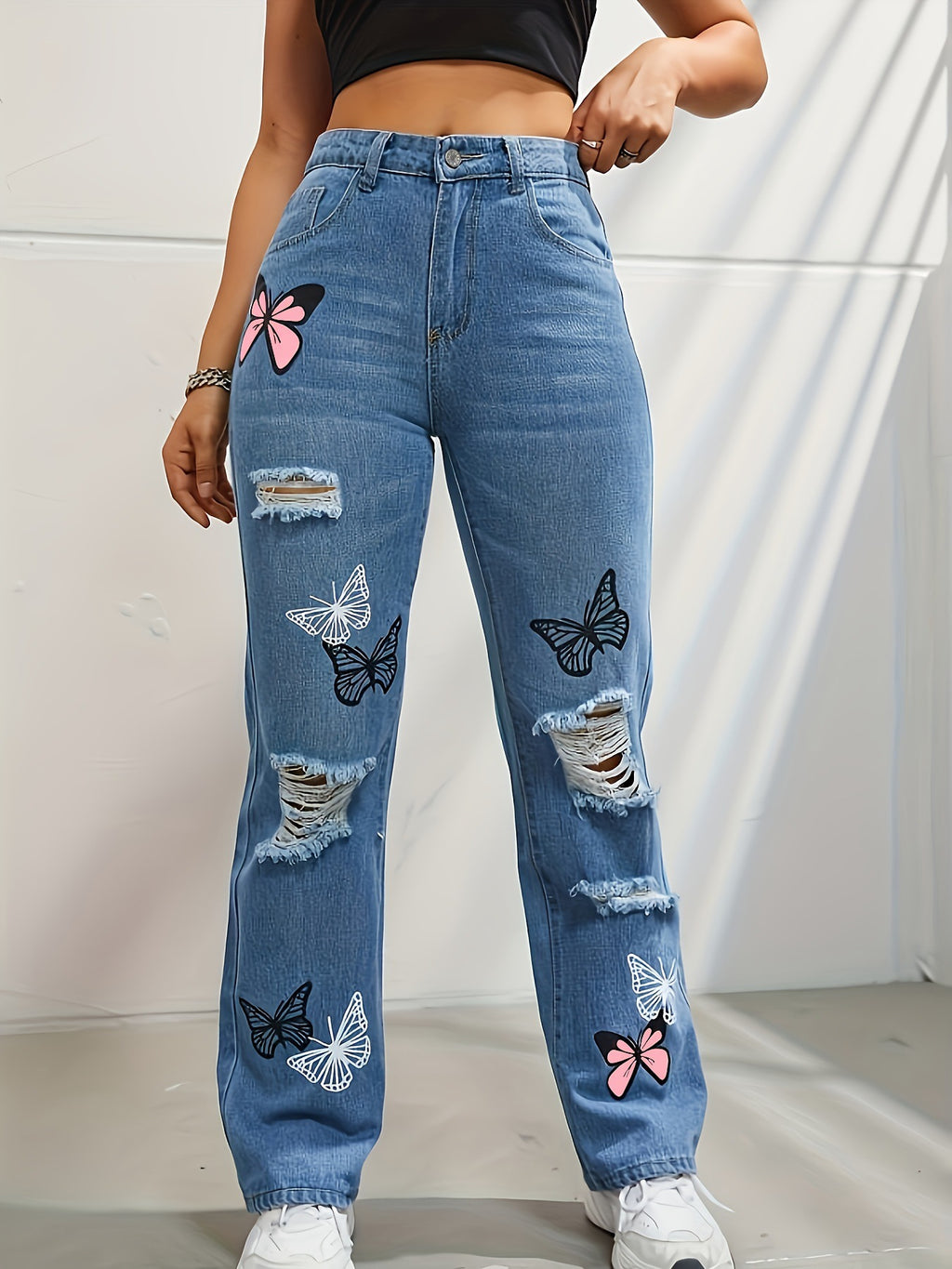 High Waisted Straight Leg Jeans for Women