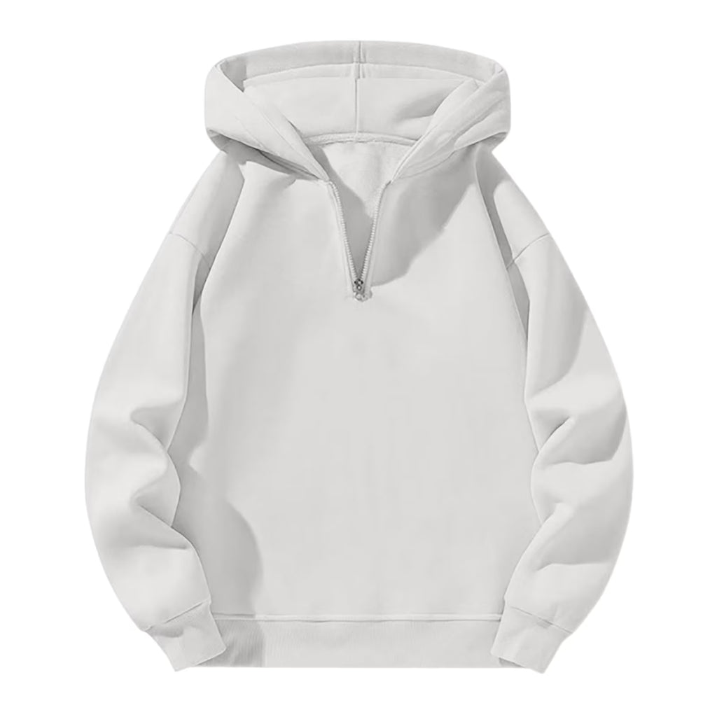 Men'S Quarter Zip Hoodies White 2XL