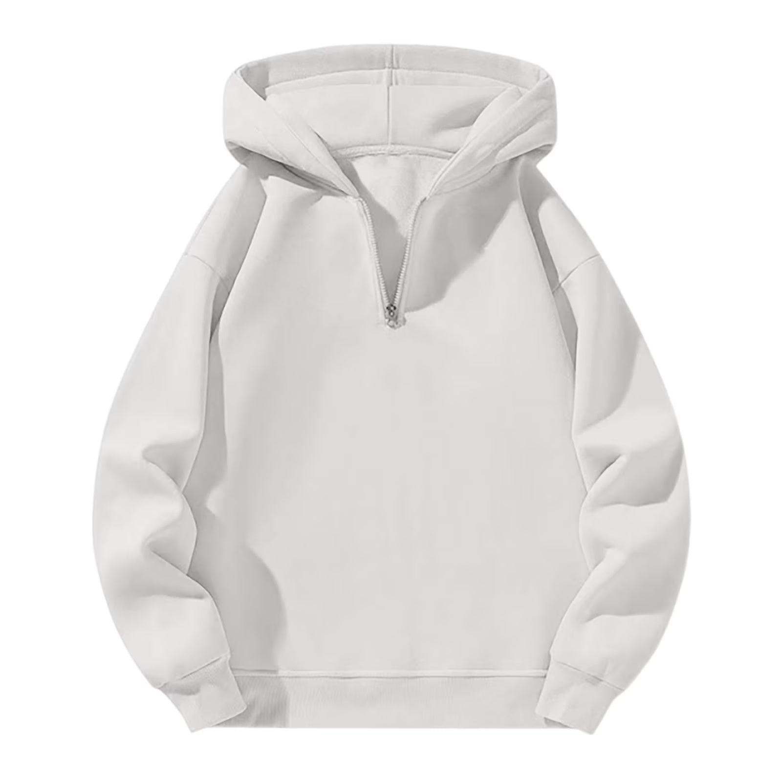 Men'S Quarter Zip Hoodies White 2XL