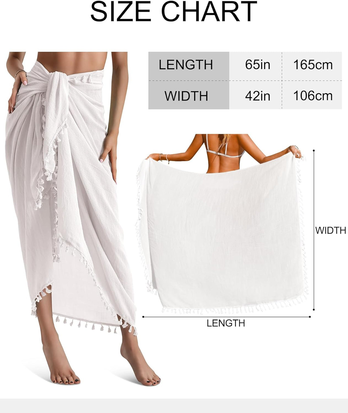 Women Semi-Sheer Swimwear Cover Ups Short Skirt with Tassels