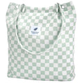 Corduroy Tote Bag (Mint Green Grid)
