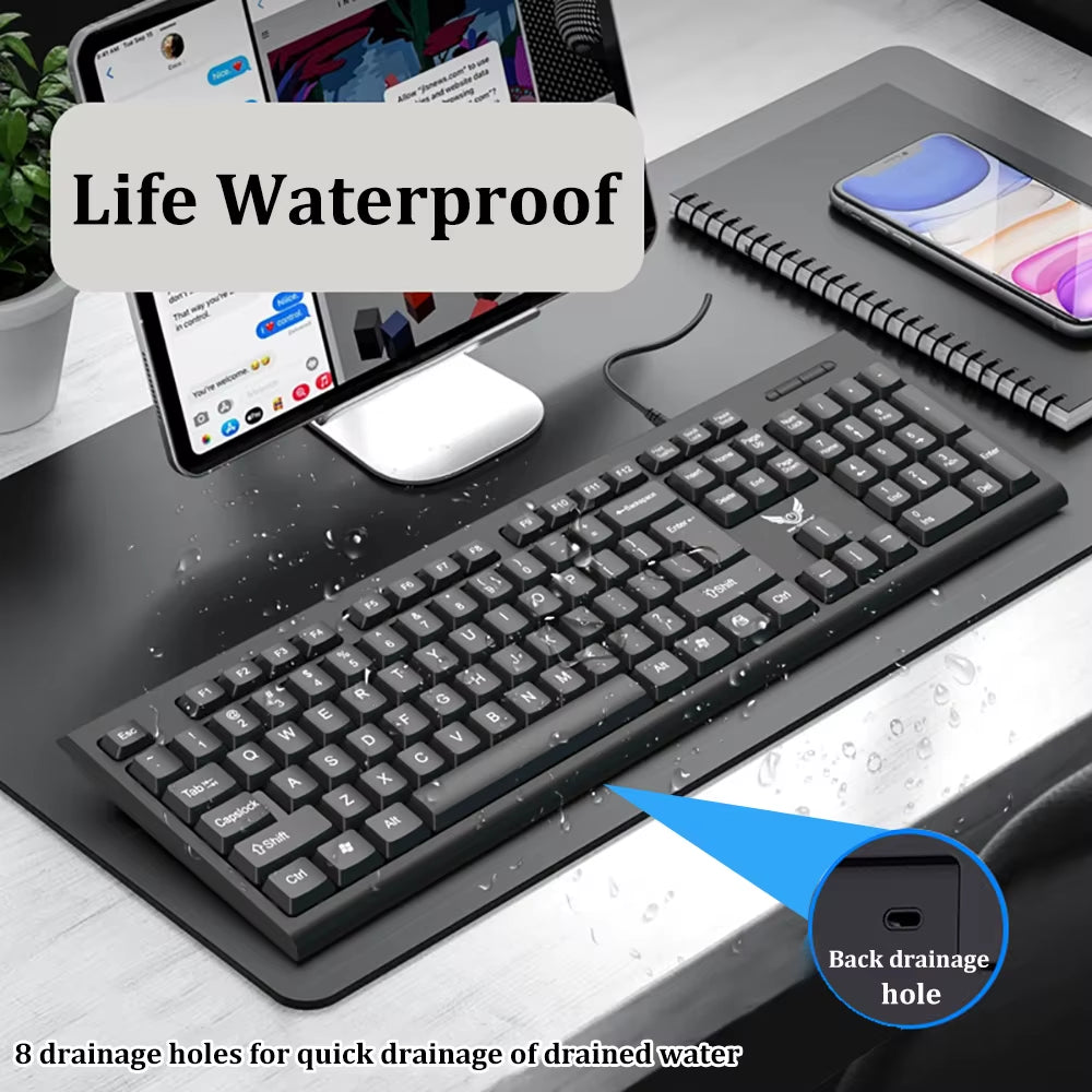 USB Wired Keyboard 104 Keys Standard Keyboard Laptop Gaming Keyboard Membrane Keyboard Ergonomic Keyboard for PC Windows Mac OS