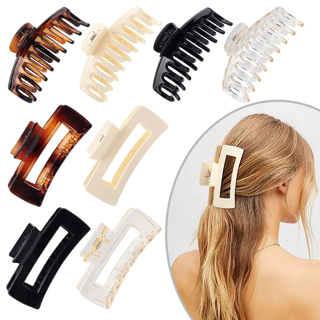 8 Pack Large Hair Claw Clips Matte (4.3 Inch)