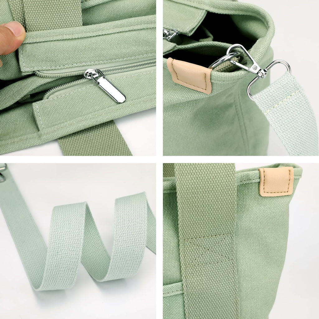 Crossbody Tote Bag with Zipper (Green)