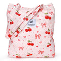 Corduroy Tote Bag(Cherry Bow)