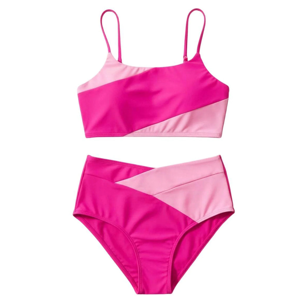 Tankini Swimsuits for Women Tankini Bathing Suit,Women Solid Backless Bikini Bandage Two-Pieces Swimwear Swimsuit Beachwear Set Pink M