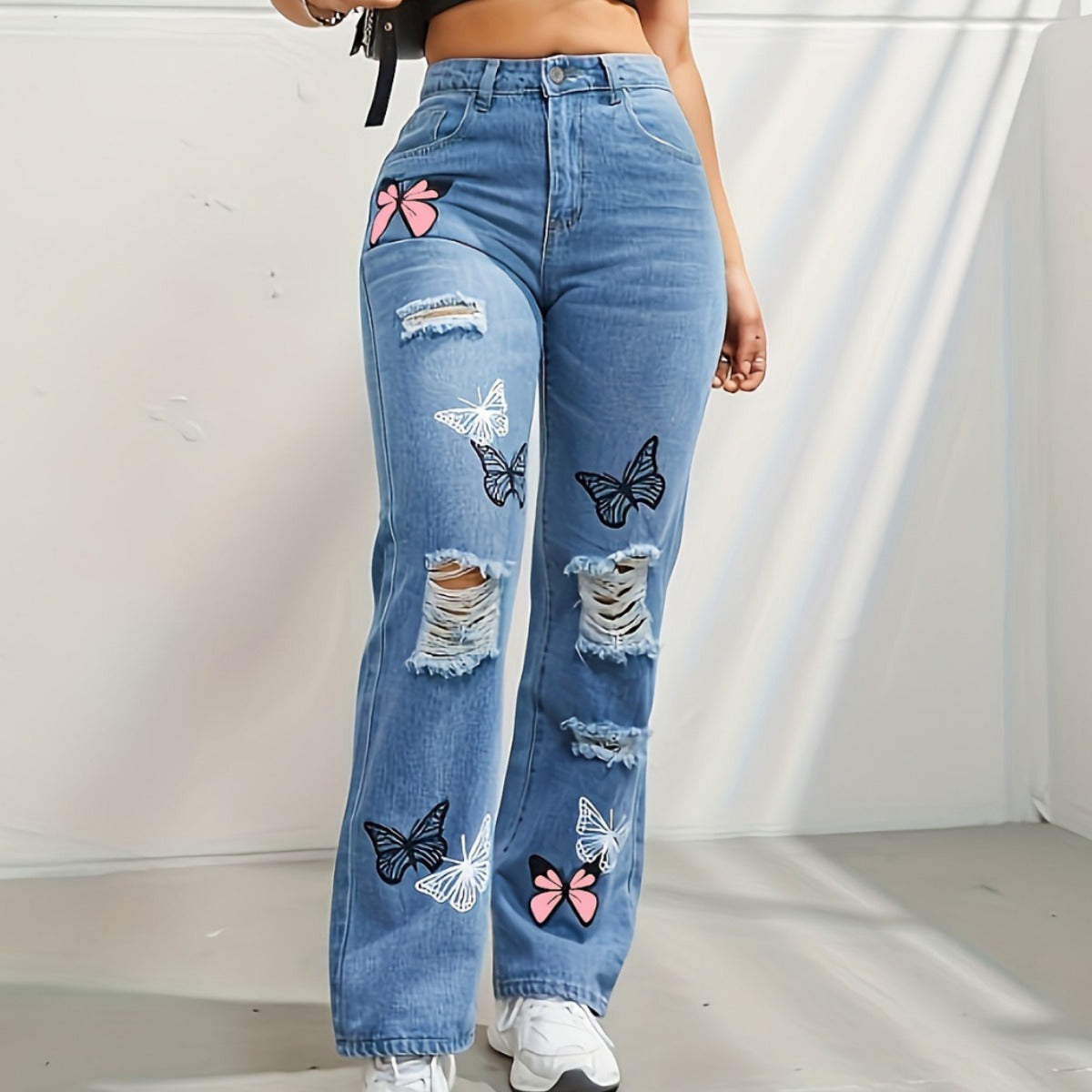High Waisted Straight Leg Jeans for Women