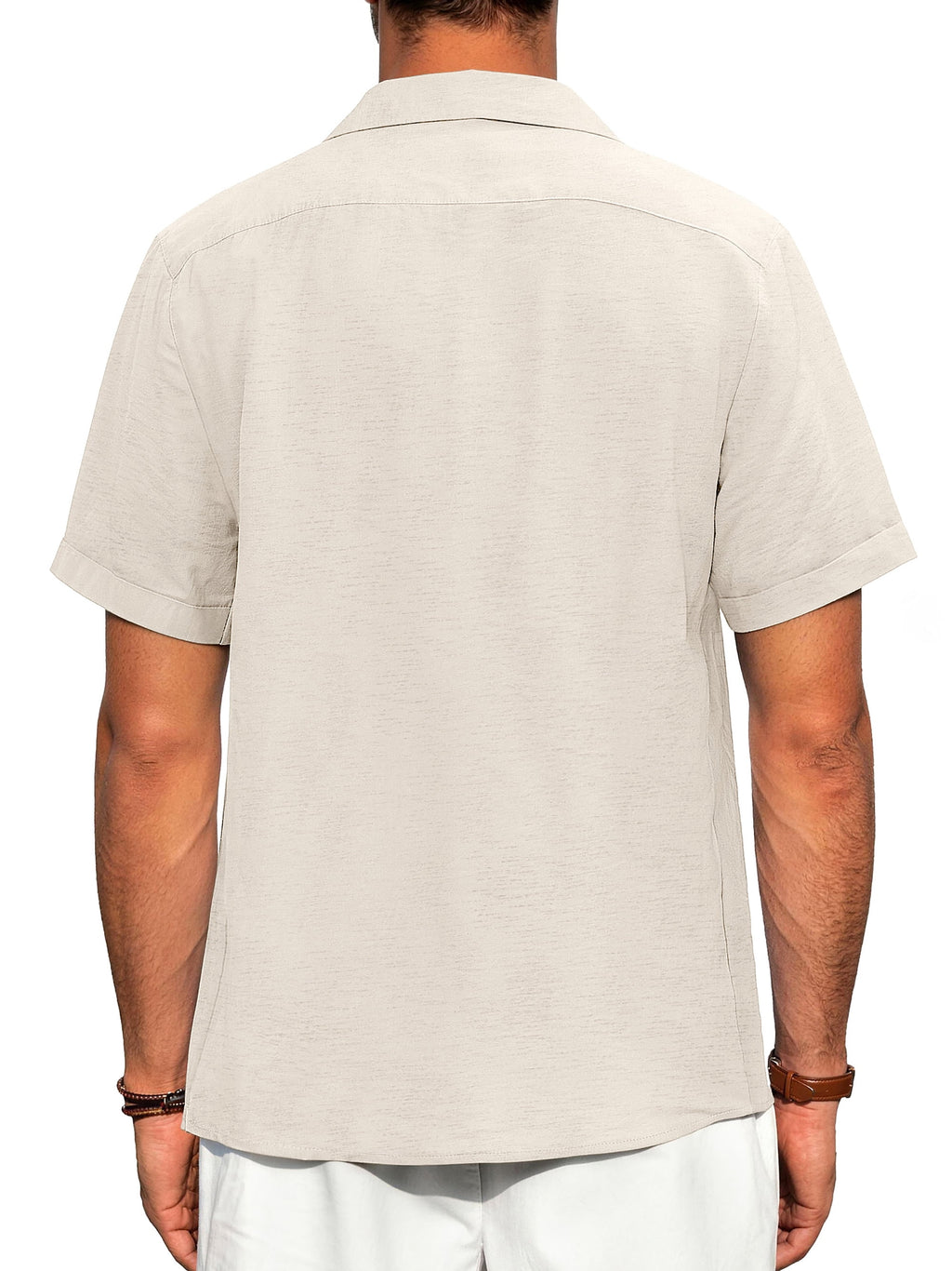 Men Linen Shirts Casual Short Sleeve Button down Shirts for Men Beach Tops with Pocket