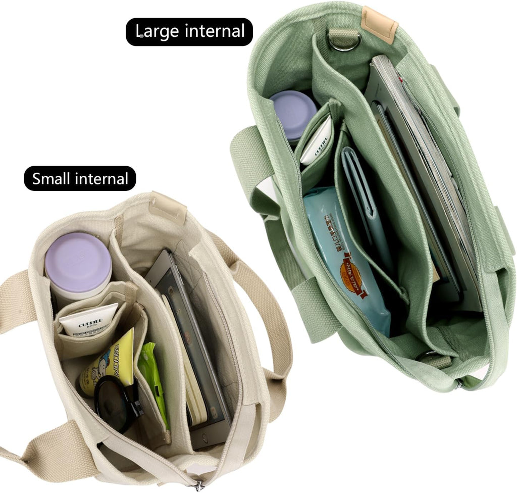Crossbody Tote Bag with Zipper (Green)
