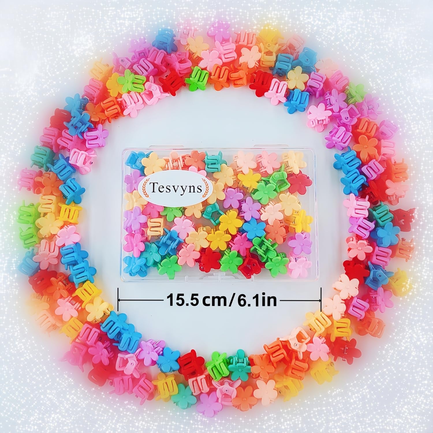 100Pcs Mini Flower Hair Clip Colorful  (Floral)