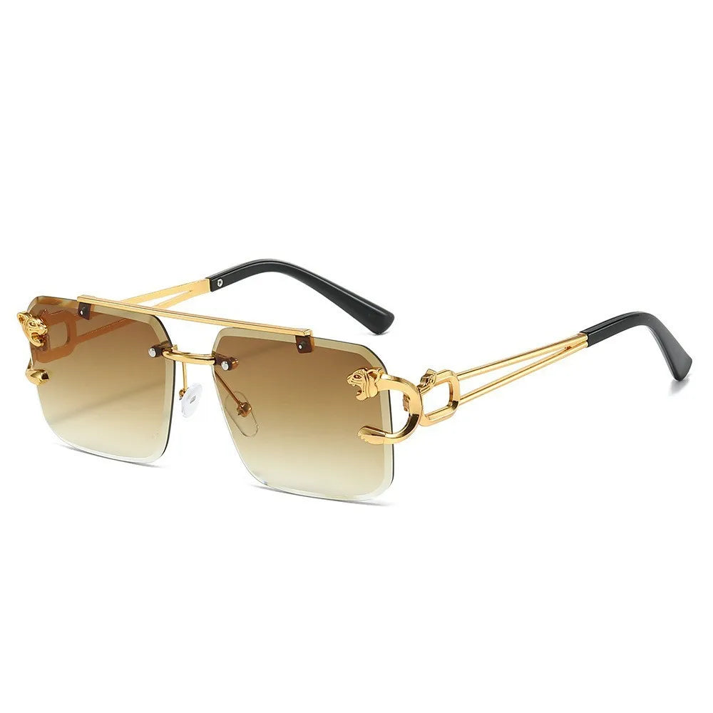 Fashion Trend Leopard Print Rimless Sunglasses