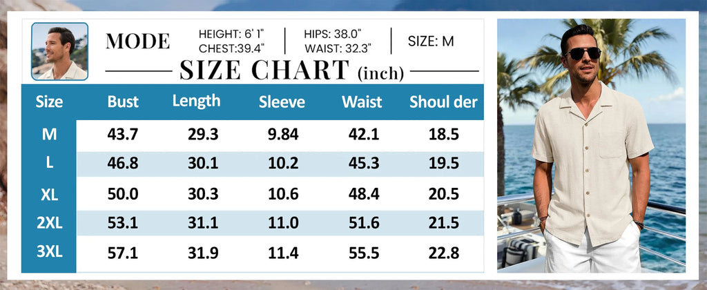 Men Linen Shirts Casual Short Sleeve Button down Shirts for Men Beach Tops with Pocket