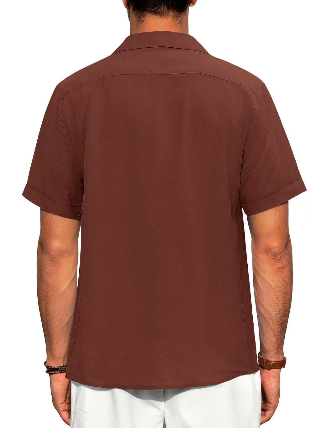 Men Linen Shirts Casual Short Sleeve Button down Shirts for Men Beach Tops with Pocket