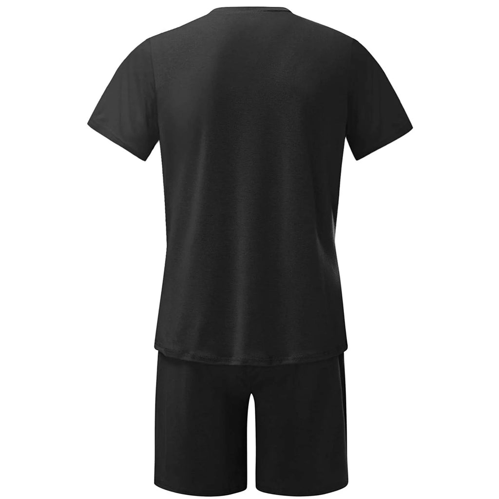 Men's Shorts Set 2 Pce Casual Shirt and Short Set Athletic Sportswear