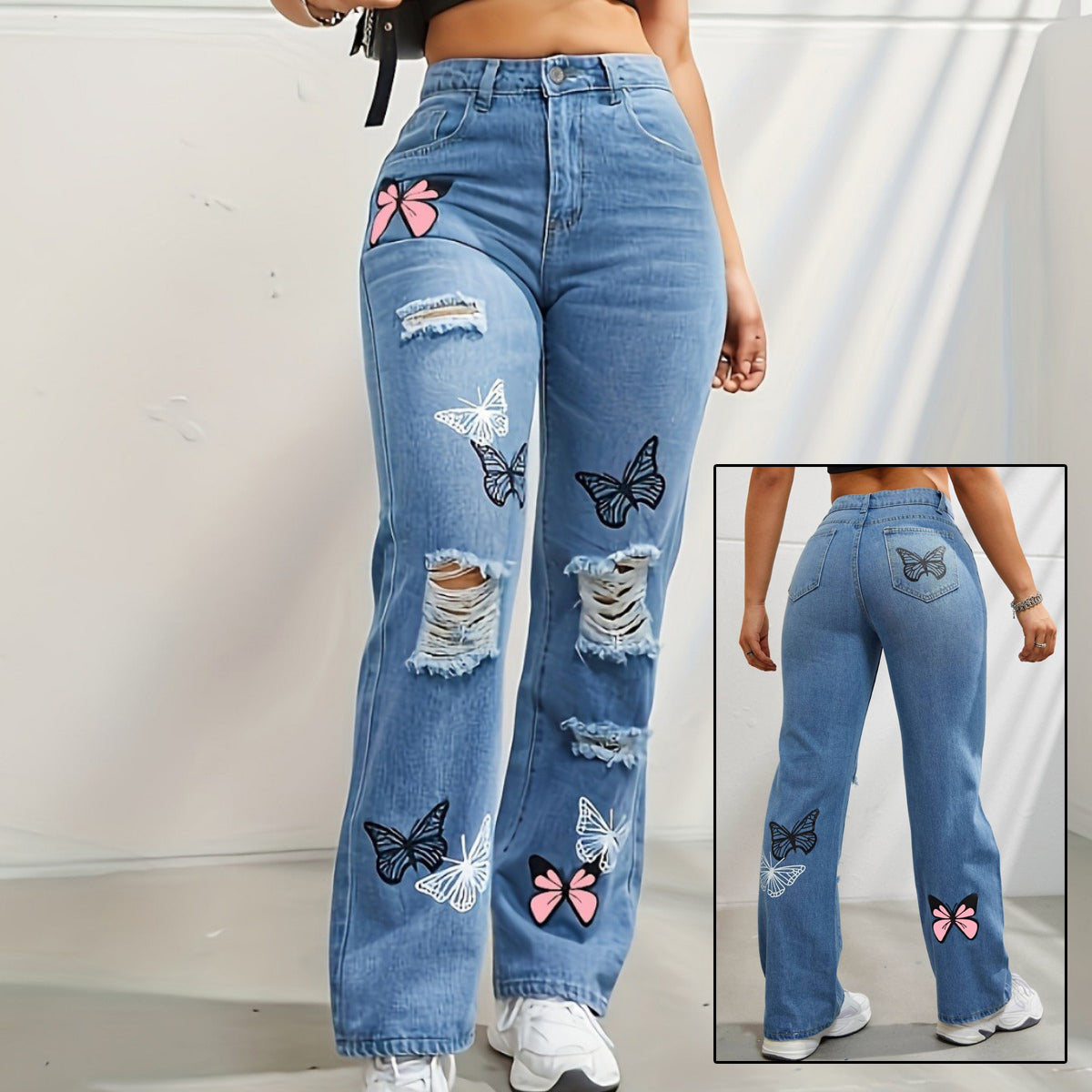 High Waisted Straight Leg Jeans for Women