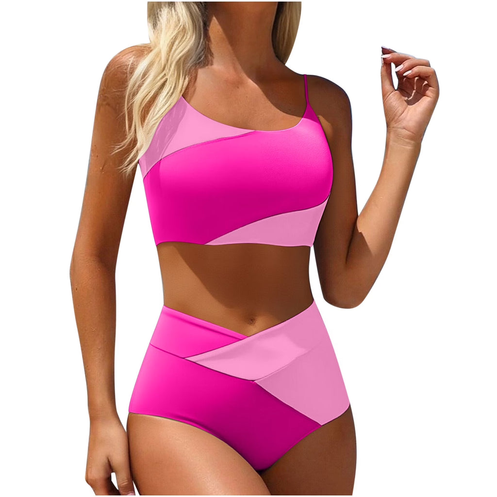 Tankini Swimsuits for Women Tankini Bathing Suit,Women Solid Backless Bikini Bandage Two-Pieces Swimwear Swimsuit Beachwear Set Pink M