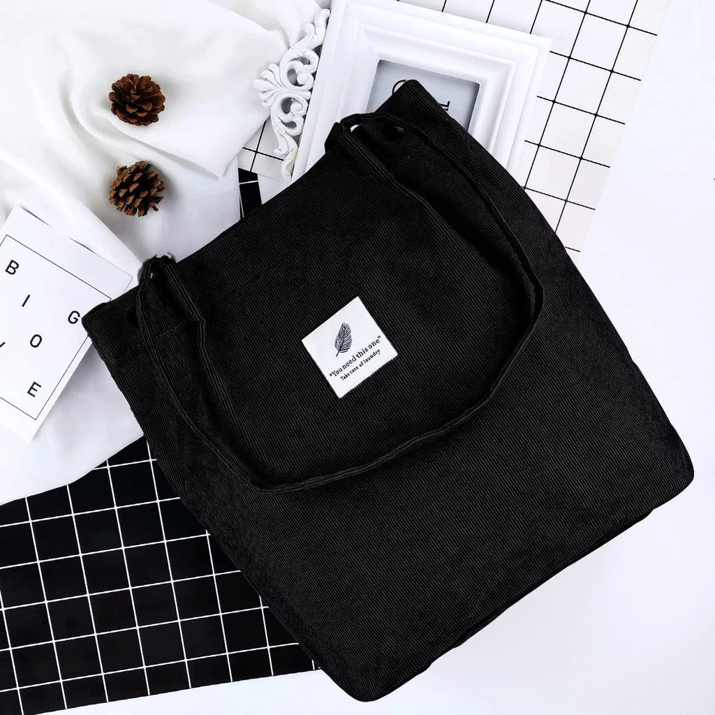 Corduroy Tote Bag(Black)
