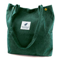 Corduroy Tote Bag with Inner Pocket Large (Green)