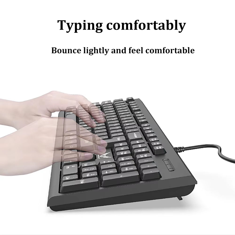 USB Wired Keyboard 104 Keys Standard Keyboard Laptop Gaming Keyboard Membrane Keyboard Ergonomic Keyboard for PC Windows Mac OS