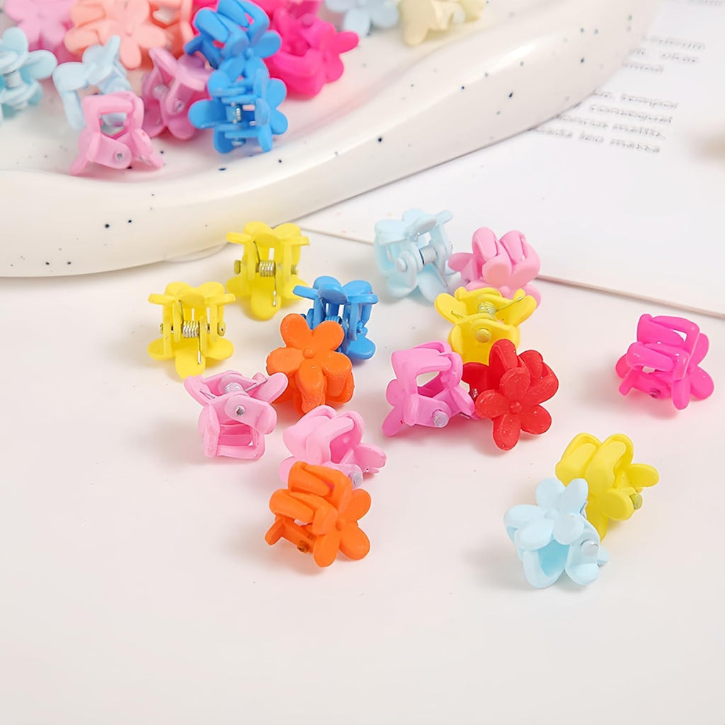 100Pcs Mini Flower Hair Clip Colorful  (Floral)