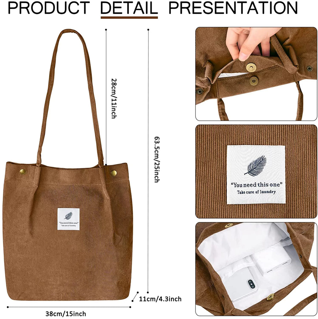Corduroy Tote Bag (Brown)