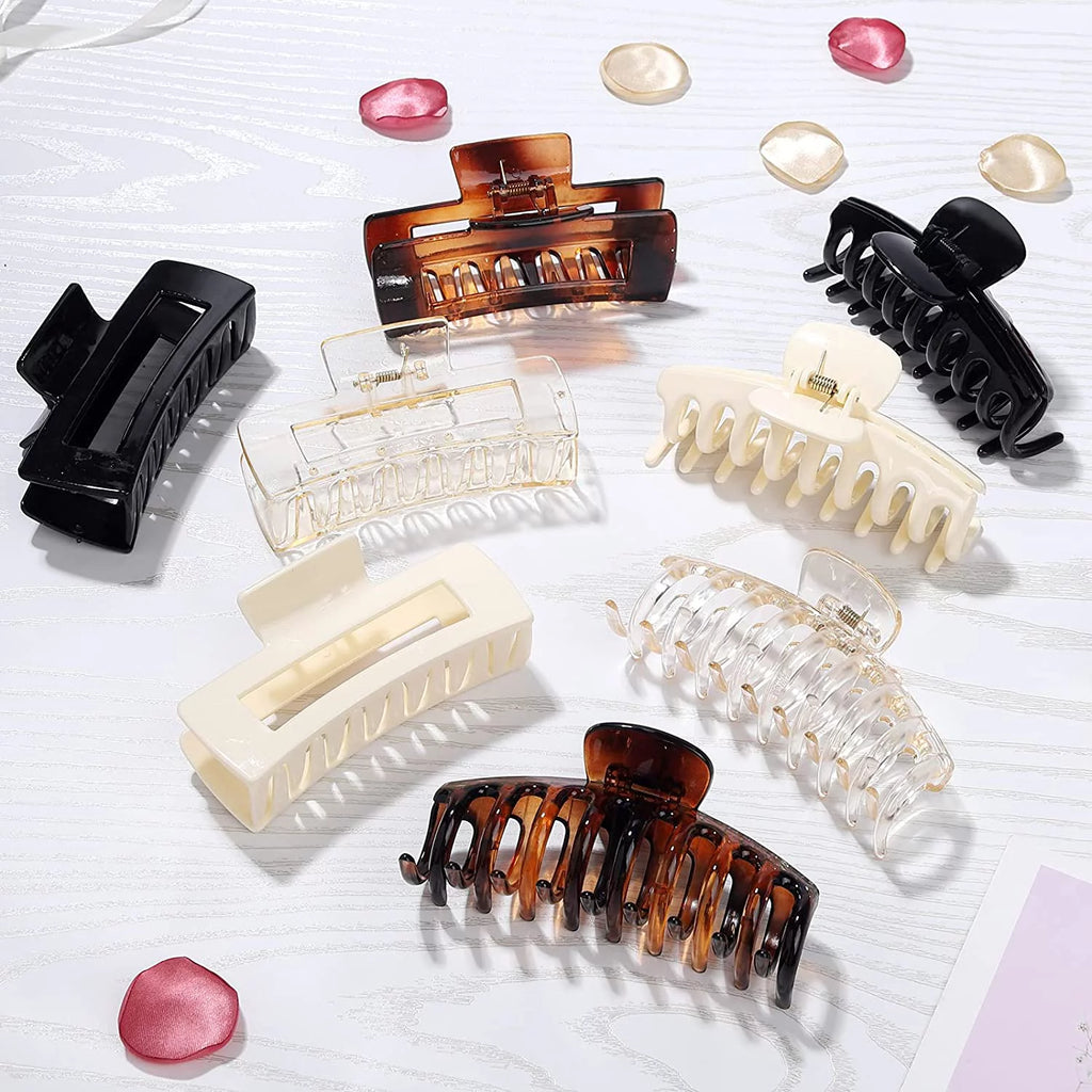 8 Pack Large Hair Claw Clips Matte (4.3 Inch)