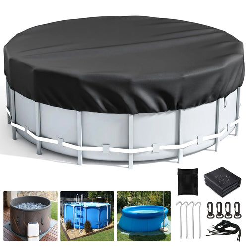 10Ft round above Ground Pool Cover for Inflatable Pool (Black)