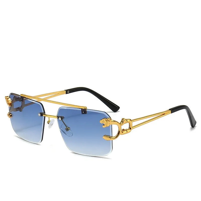 Fashion Trend Leopard Print Rimless Sunglasses