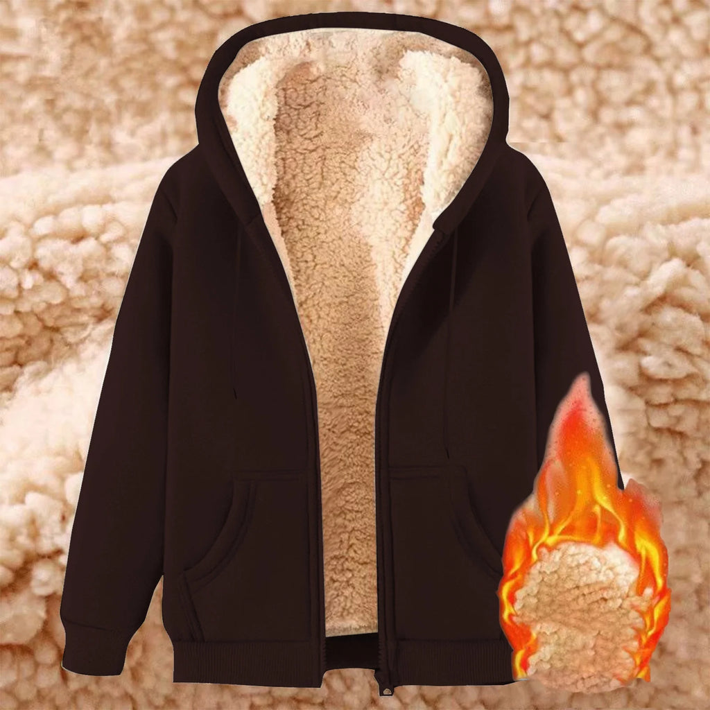 Big and Tall Fleece Hoodie for Men Sherpa Fuzzy Winter Thermal Sweatshirt Full Zip Casual Trendy Jackets with Pockets Coffee,Xxxl