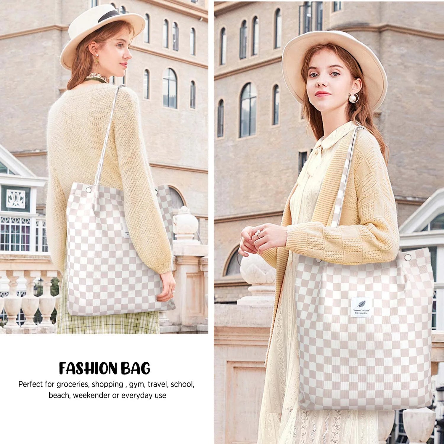 Corduroy Tote Bag (Grid)
