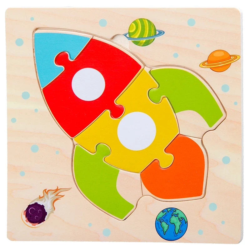 1PC Baby Wooden 3D Puzzles Tangram Shapes Learning Educational Cartoon Animal Intelligence Jigsaw Toys for Children Gift (Copy)
