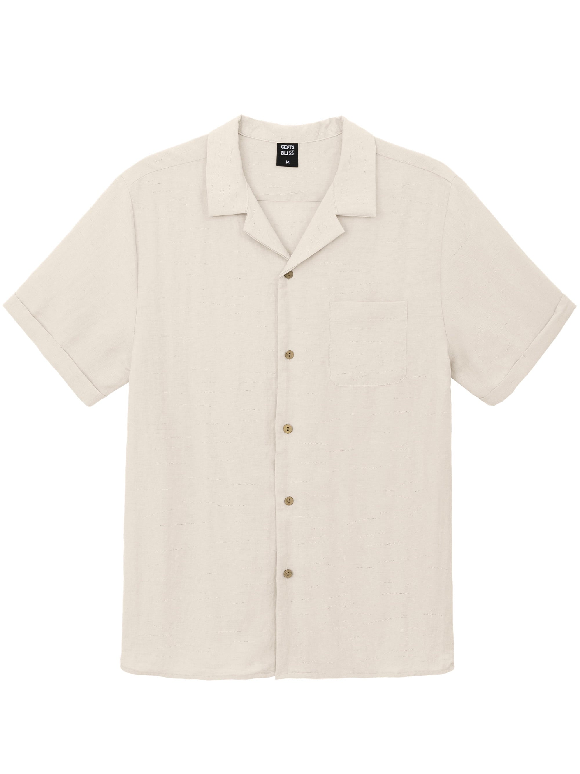 Men Linen Shirts Casual Short Sleeve Button down Shirts for Men Beach Tops with Pocket