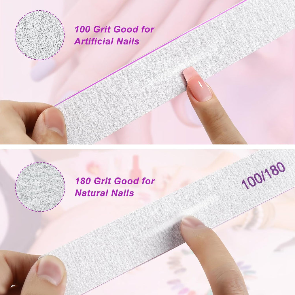 Nail Files (30 Pack), 100/180 Grit Double Sided Emery Boards for Natural & Acrylic Nail