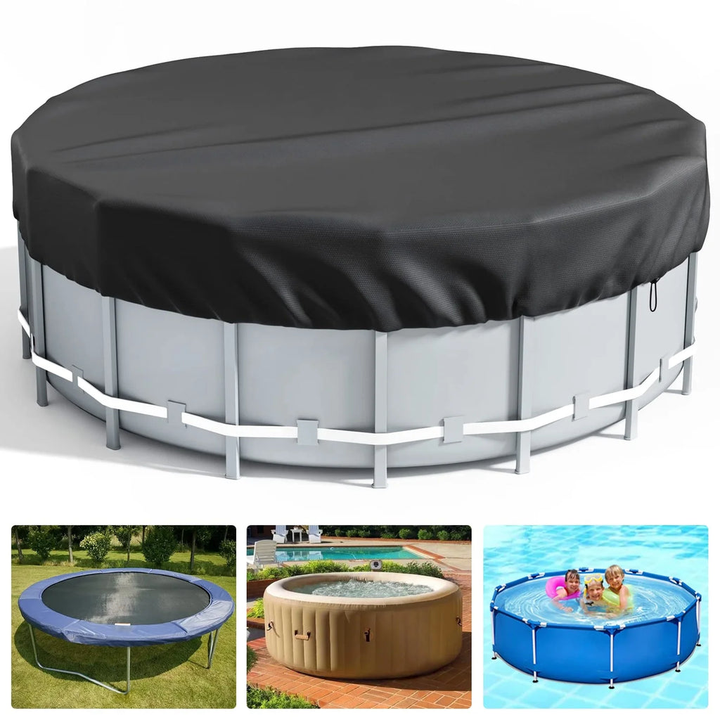 10Ft round above Ground Pool Cover for Inflatable Pool (Black)