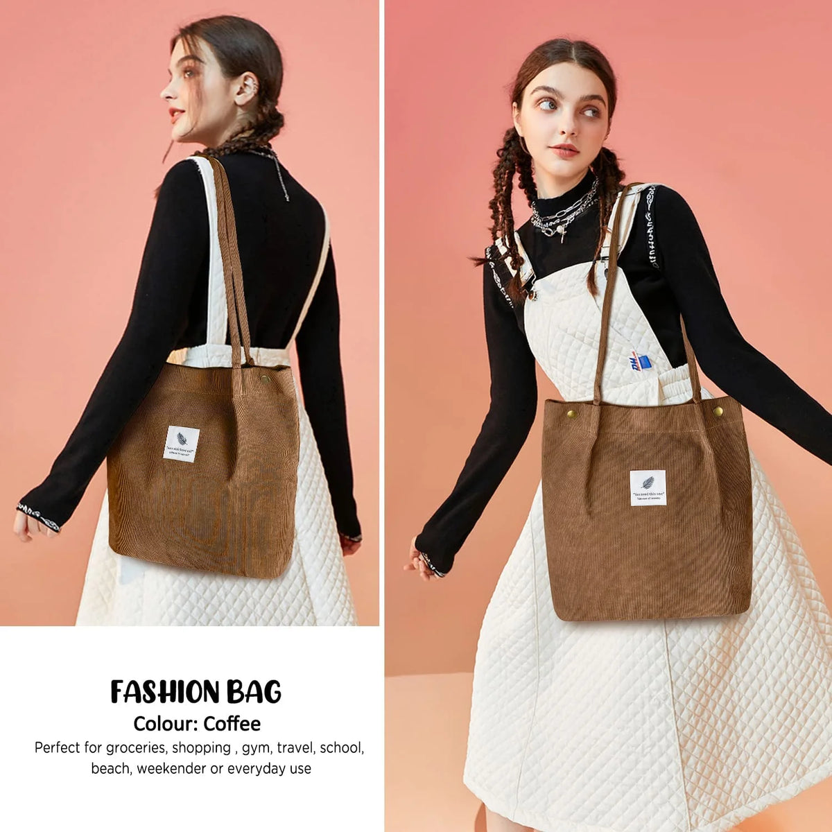 Corduroy Tote Bag (Brown)