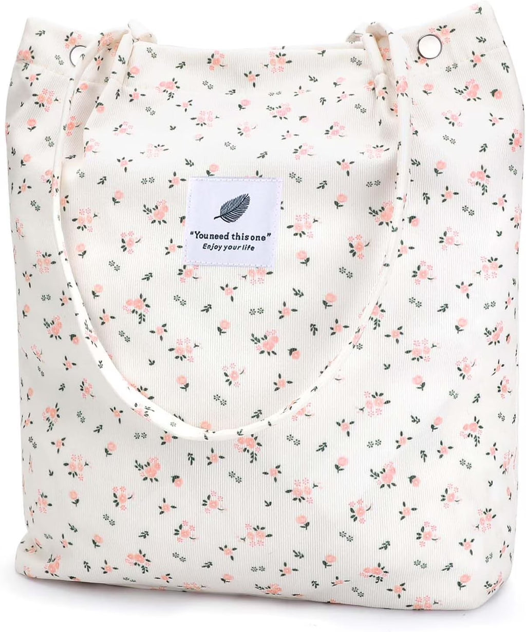 Corduroy Tote Bag (Floral)