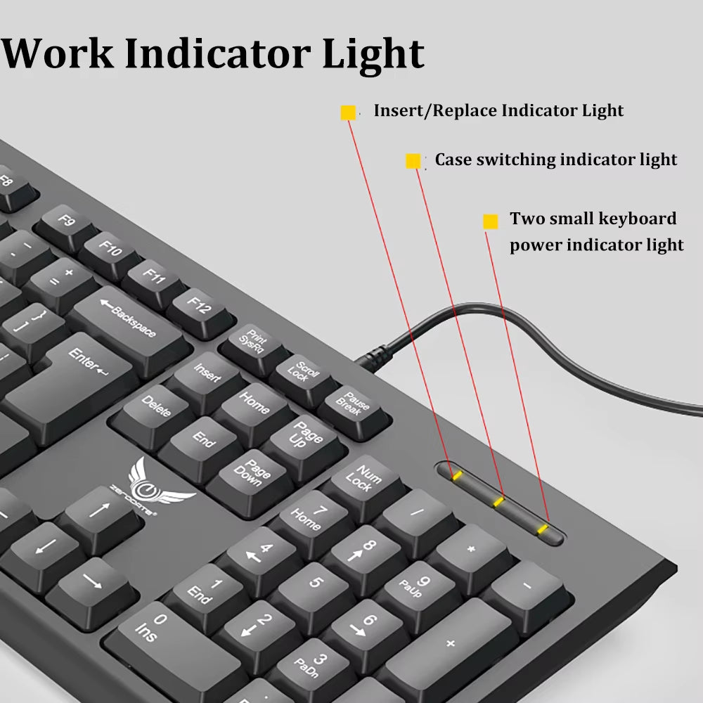 USB Wired Keyboard 104 Keys Standard Keyboard Laptop Gaming Keyboard Membrane Keyboard Ergonomic Keyboard for PC Windows Mac OS